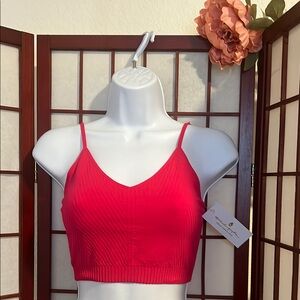 Spiritual Gangster Red Ribbed Sports Bra